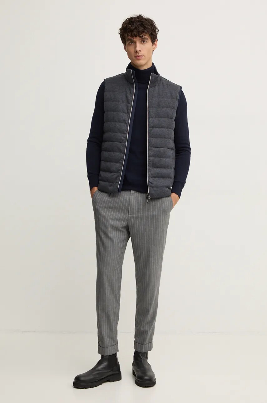 Sisley pulover din amestec de lana barbati, culoarea albastru marin, light, cu guler, 102HS2177