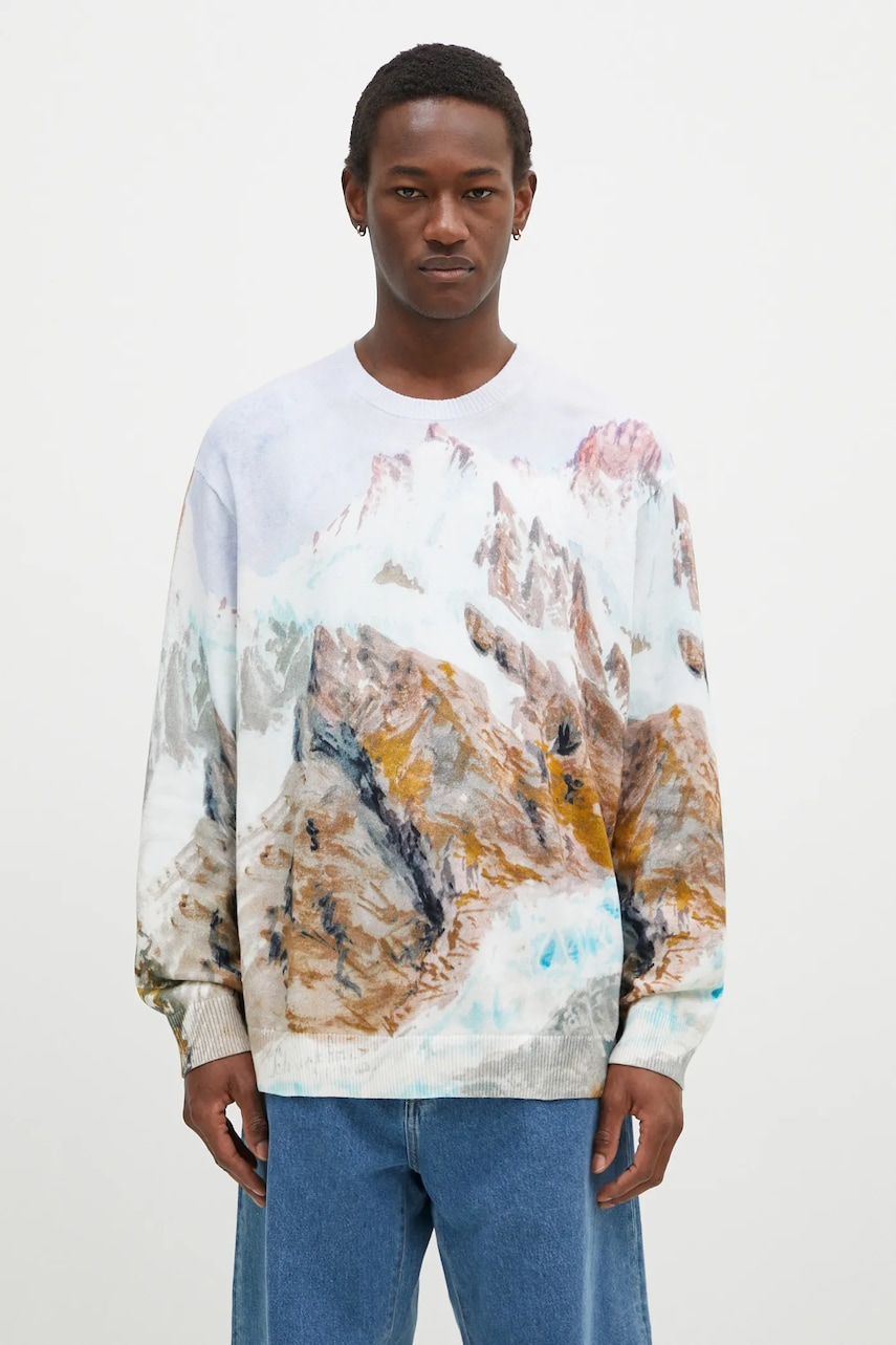 Vans pulover de bumbac Premium Classics LX Printed Knit Sweater light, VN000HMFWHT1