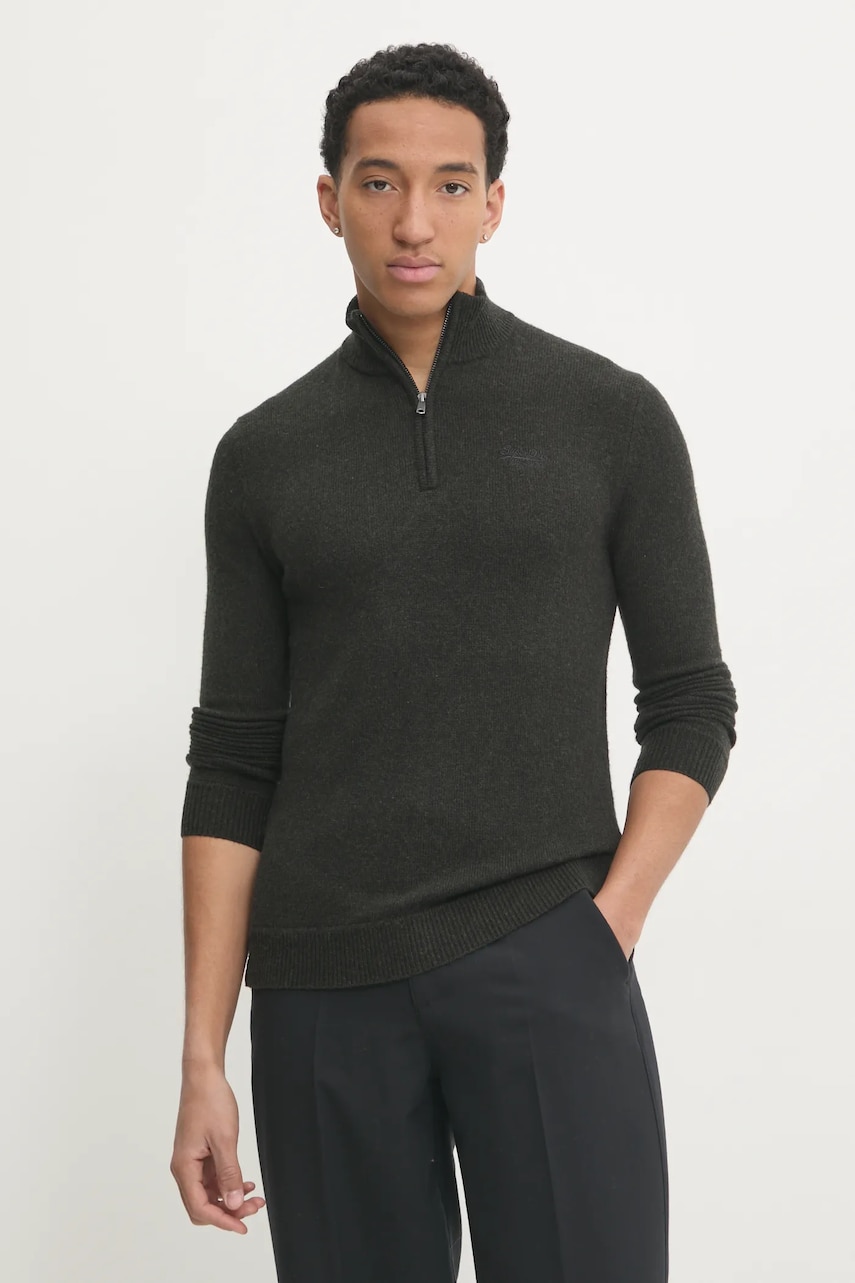 Superdry pulover din amestec de lana barbati, culoarea verde, M6110640A-6AQ Superdry pulover din amestec de lana barbati, culoarea verde, M6110640A-6AQ