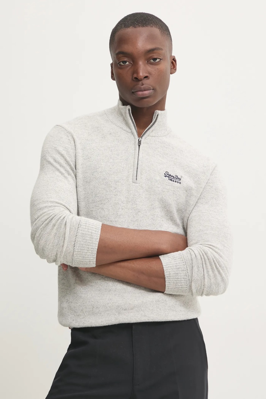 

Пуловер с вълна Superdry мъжки в сиво M6110640A-ZUC, Сив