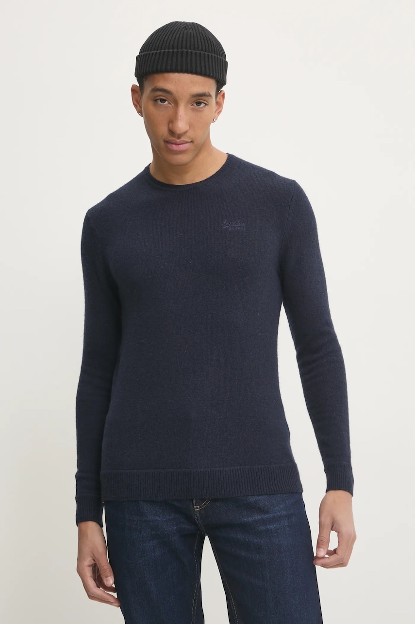 Superdry pulover din amestec de lana barbati, culoarea albastru marin, M6110641A-5EJ Superdry pulover din amestec de lana barbati, culoarea albastru marin, M6110641A-5EJ