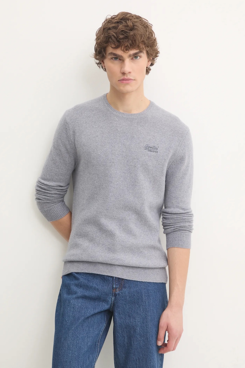 Superdry pulover din amestec de lana barbati, culoarea gri, M6110641A-MD5 Superdry pulover din amestec de lana barbati, culoarea gri, M6110641A-MD5