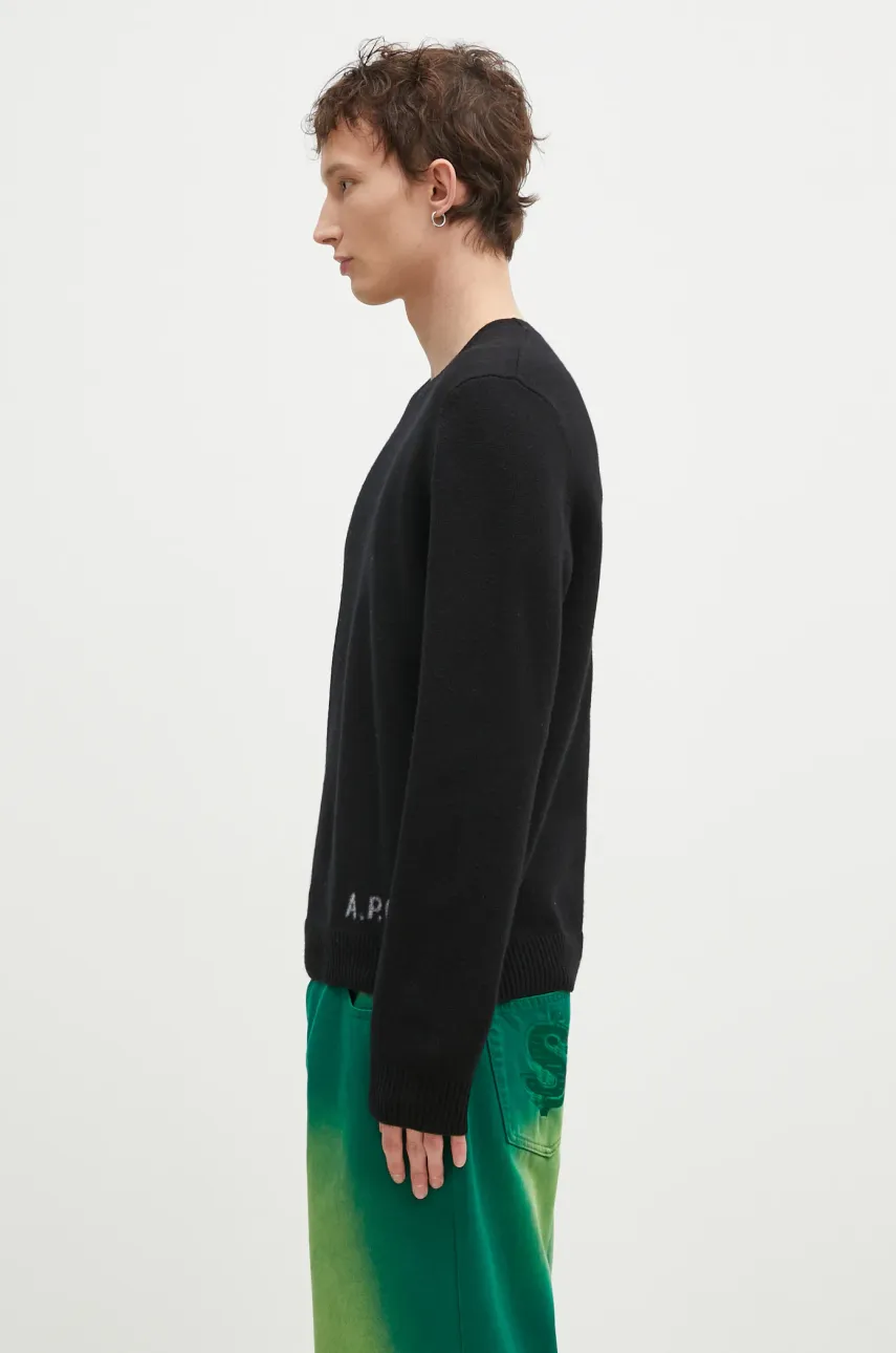 Вовняний светр A.P.C. Pull Edward чоловічий колір чорний  WVBDJ.H23059