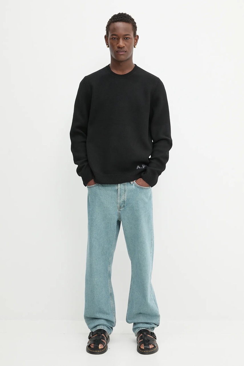 Шерстяной свитер A.P.C. Pull Edward мужской цвет чёрный WVBDJ.H23059 Шерстяной свитер A.P.C. Pull Edward мужской цвет чёрный WVBDJ.H23059