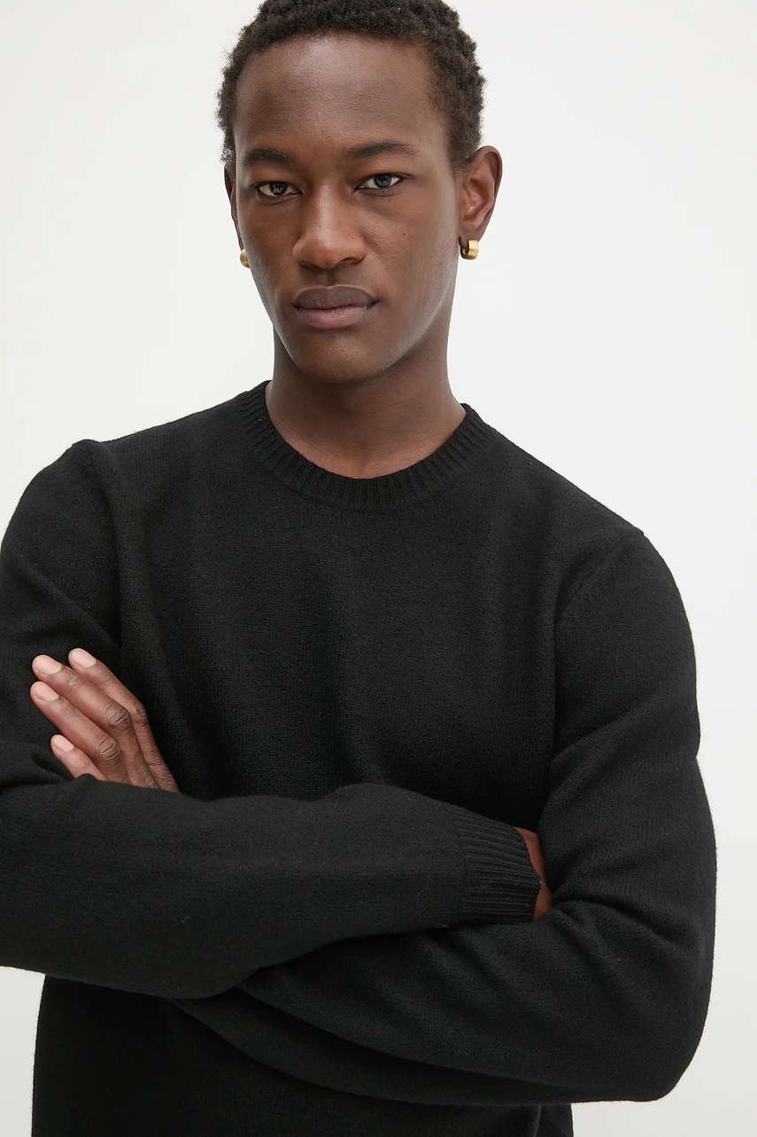 Μάλλινο πουλόβερ A.P.C. Pull Edward ανδρικό, χρώμα: μαύρο, WVBDJ.H23059 φωτογραφία