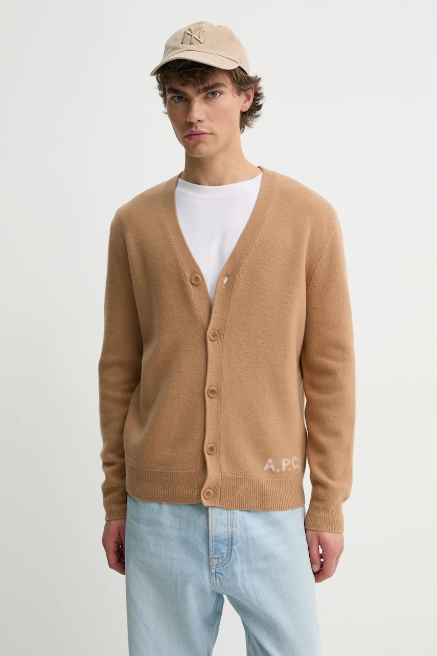 A.P.C. cardigan din lana kenny culoarea maro, WVBDK.H22305 A.P.C. cardigan din lana kenny culoarea maro, WVBDK.H22305