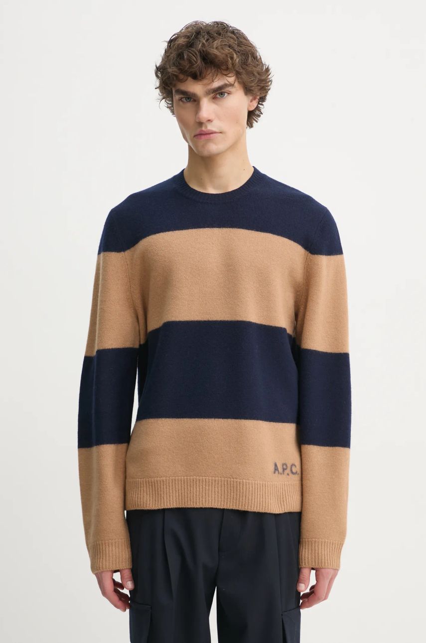 A.P.C. pulover de lana pull edwardo barbati, culoarea albastru marin, WVBDL.H23364