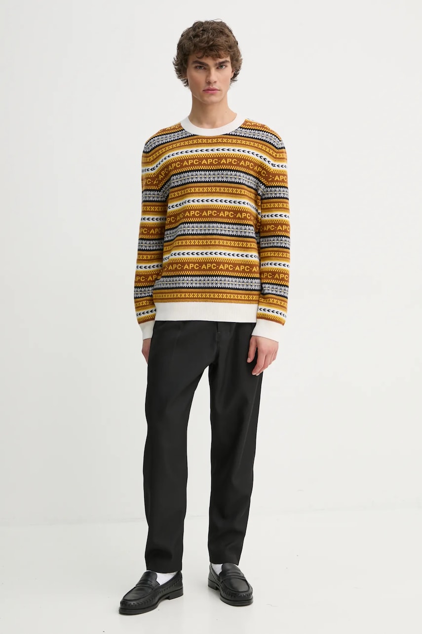 Шерстяной свитер A.P.C. pull malcom мужской цвет коричневый WVBDS.H23372 Шерстяной свитер A.P.C. pull malcom мужской цвет коричневый WVBDS.H23372