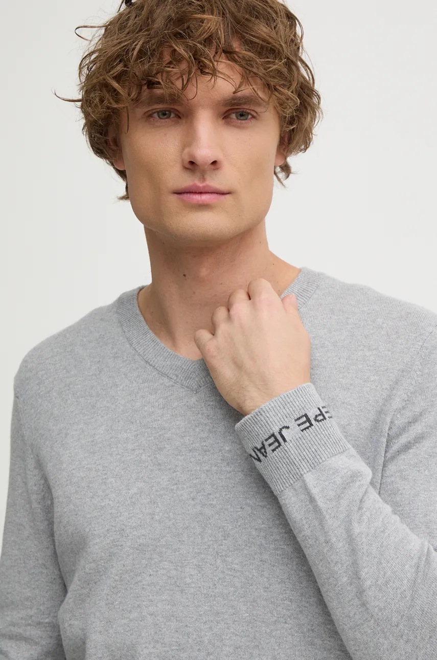 Πουλόβερ με προσθήκη μαλλιού Pepe Jeans NEW ANDRE V NECK ανδρικό, χρώμα: γκρι, PM702468 φωτογραφία