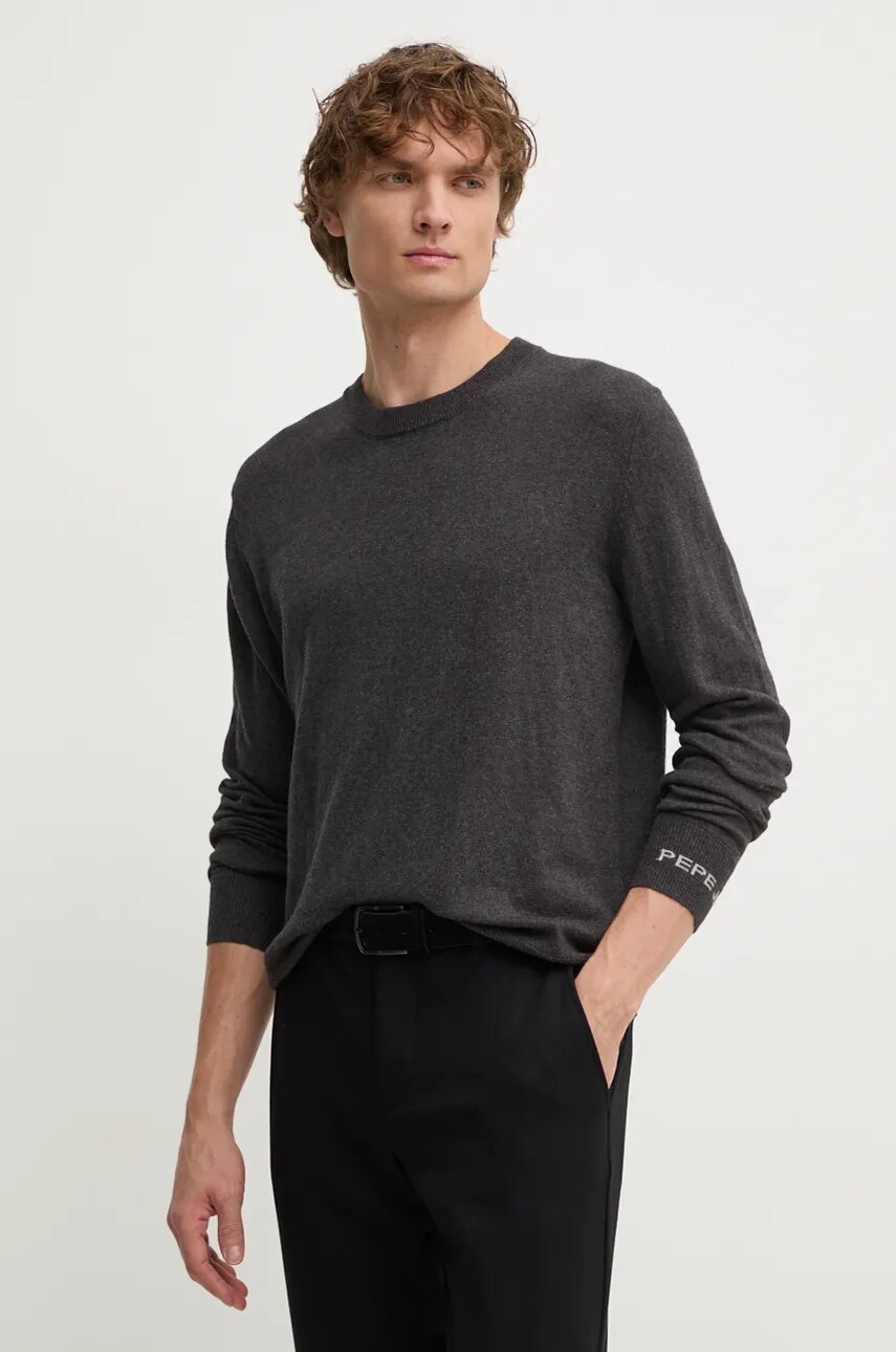 Pepe Jeans pulover din amestec de lana NEW ANDRE CREW NECK barbati, culoarea gri, light, PM702469