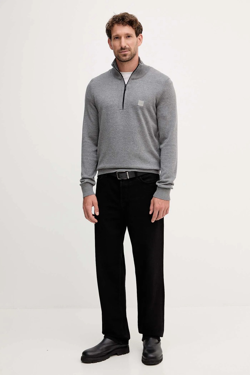 Свитер с примесью шерсти BOSS Orange цвет чёрный лёгкий 50527585