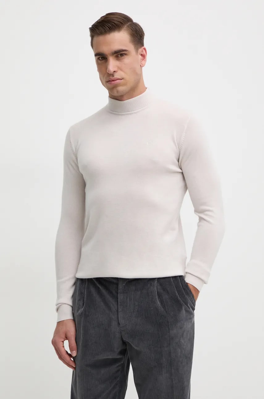 Karl Lagerfeld pulover de lana barbati, culoarea bej, light, cu turtleneck, 544399.655002 Karl Lagerfeld pulover de lana barbati, culoarea bej, light, cu turtleneck, 544399.655002