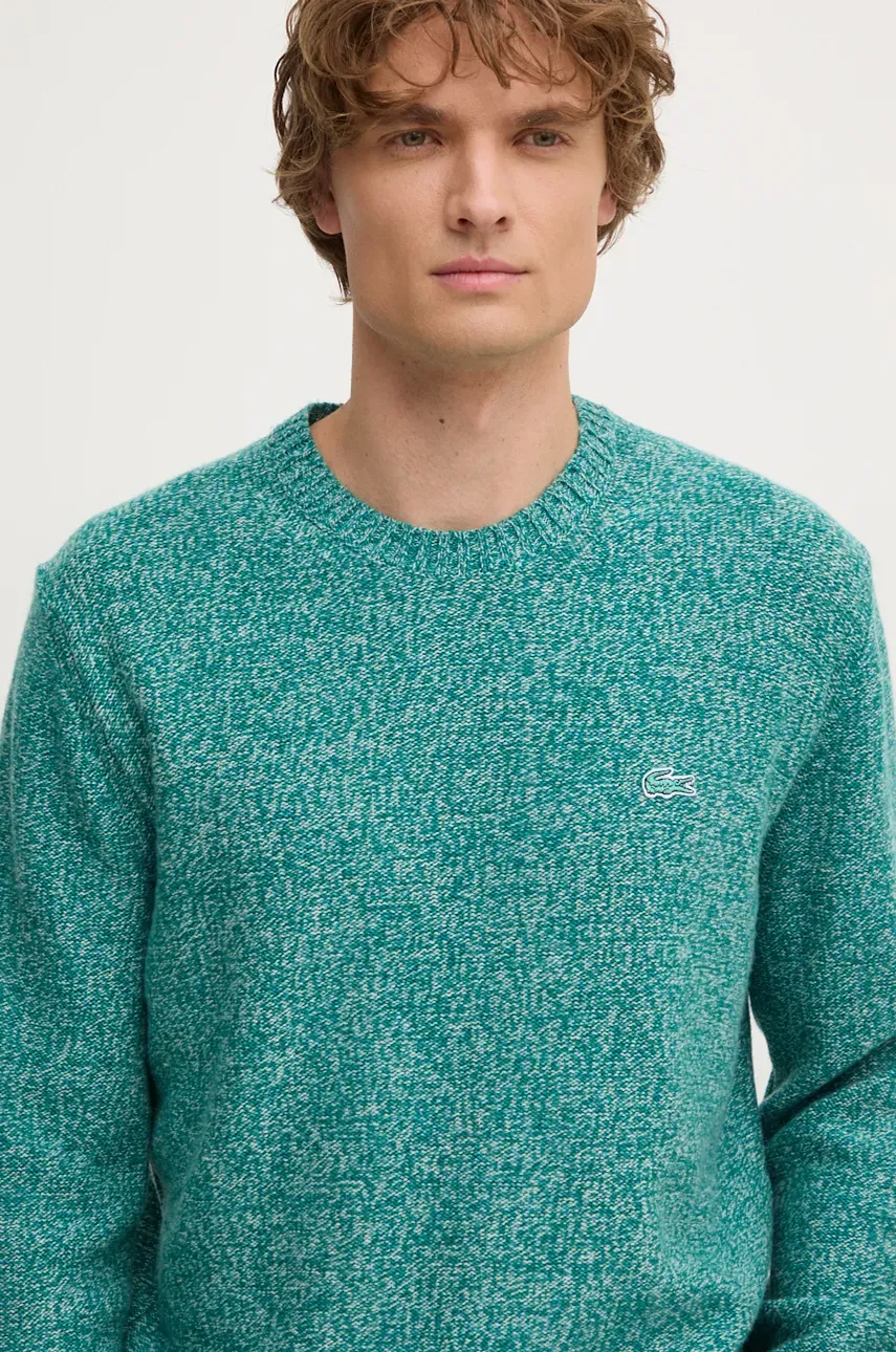 Шерстяной свитер Lacoste мужской цвет зелёный AH2920 Шерстяной свитер Lacoste мужской цвет зелёный AH2920