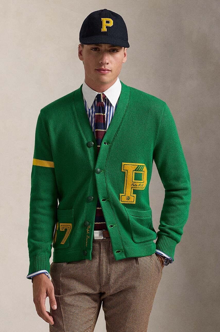 Levně Bavlněný kardigan Polo Ralph Lauren Longsleeve zelená barva, 710949299