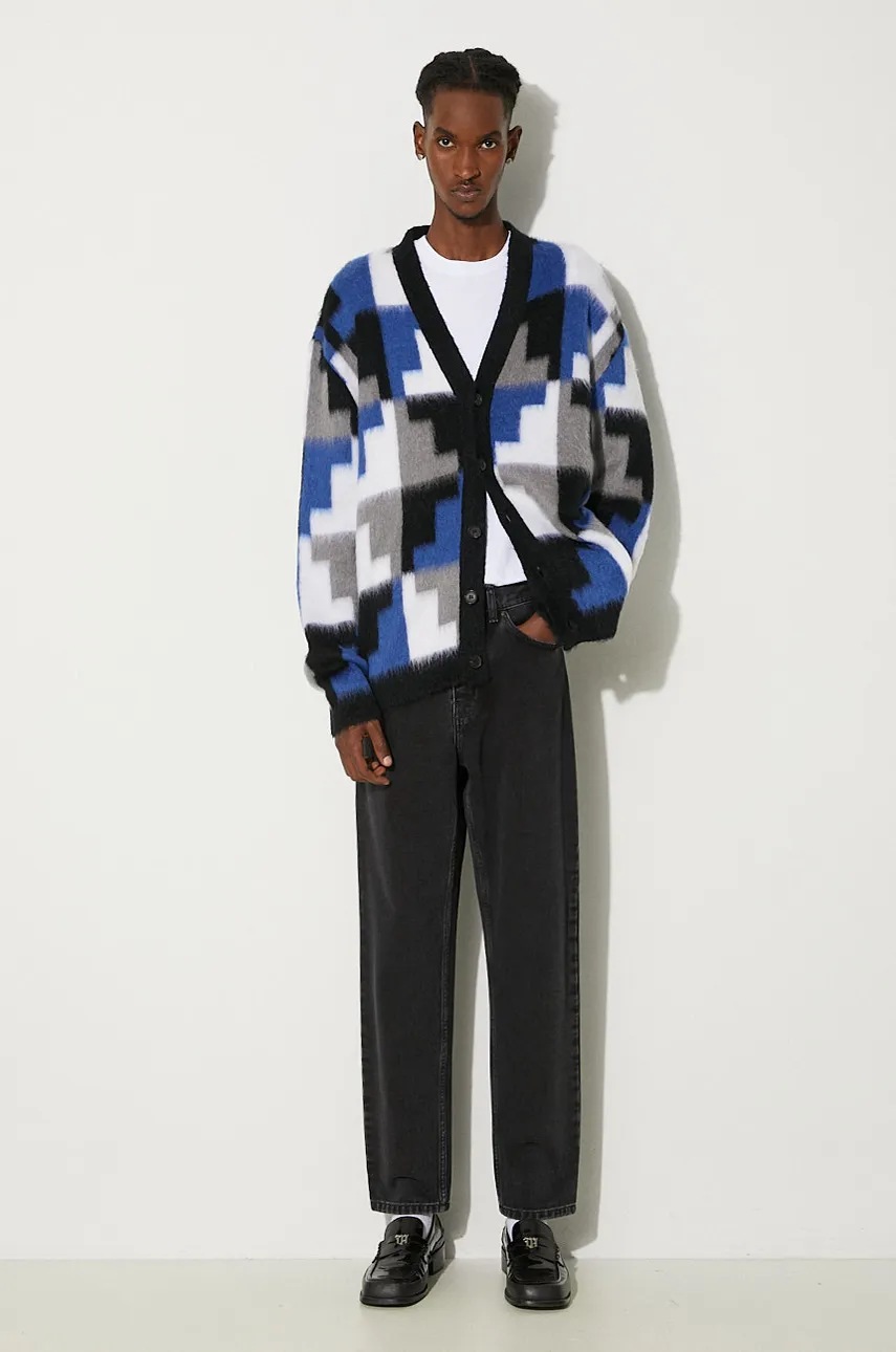 Svetr s příměsí vlny Marcelo Burlon AOP Damier Cross Knit Cardigan (obrázek 5)