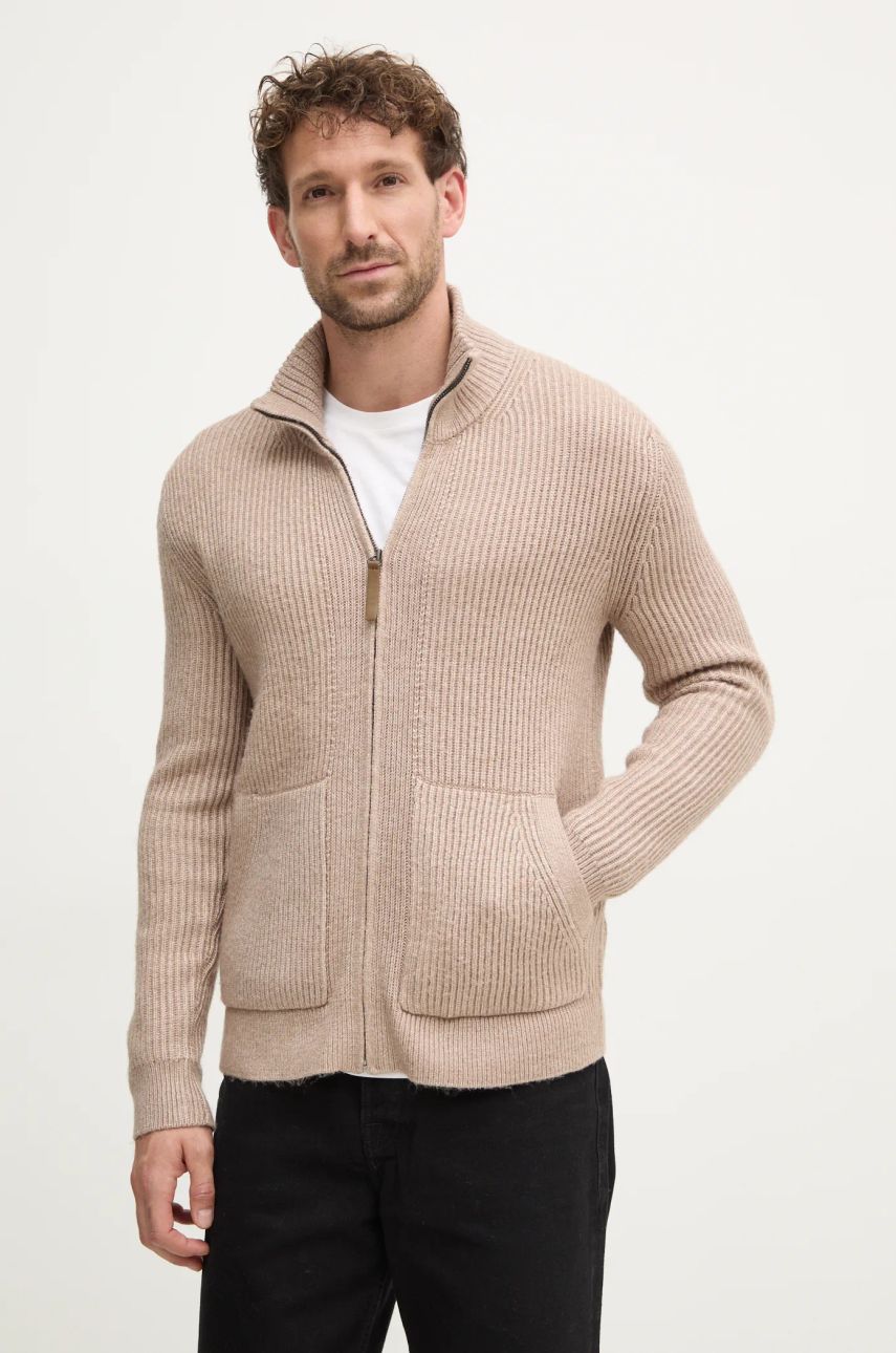 Sisley cardigan barbati, culoarea bej, 1NDTS500F