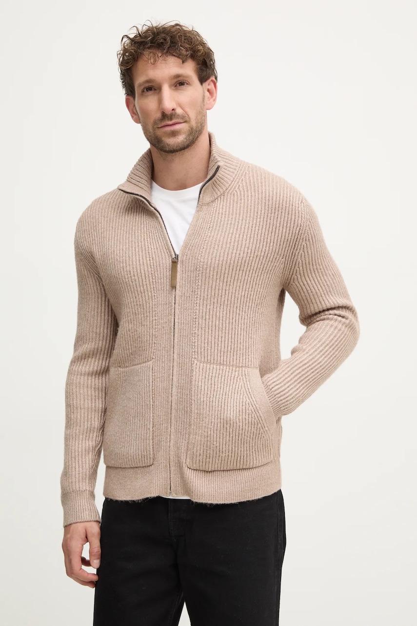 Sisley cardigan barbati, culoarea bej, 1NDTS500F