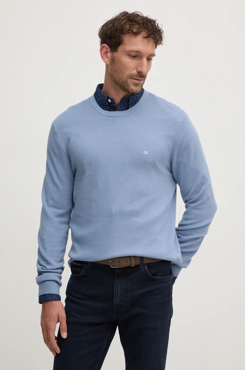 

Пуловер Calvin Klein мъжки в синьо от лека материя K10K113410, Син