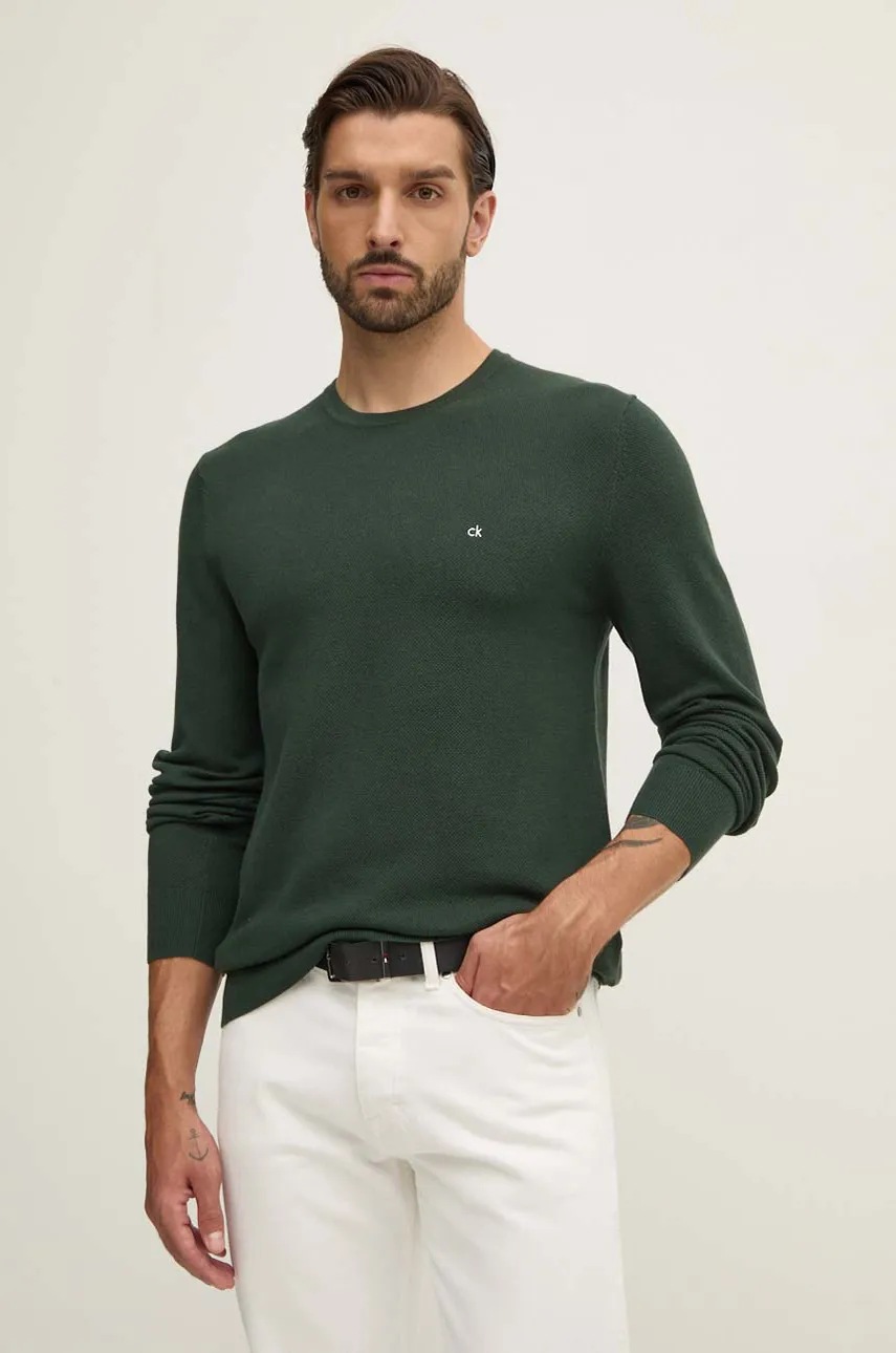 

Пуловер Calvin Klein мъжки в зелено от лека материя K10K113410, Зелен