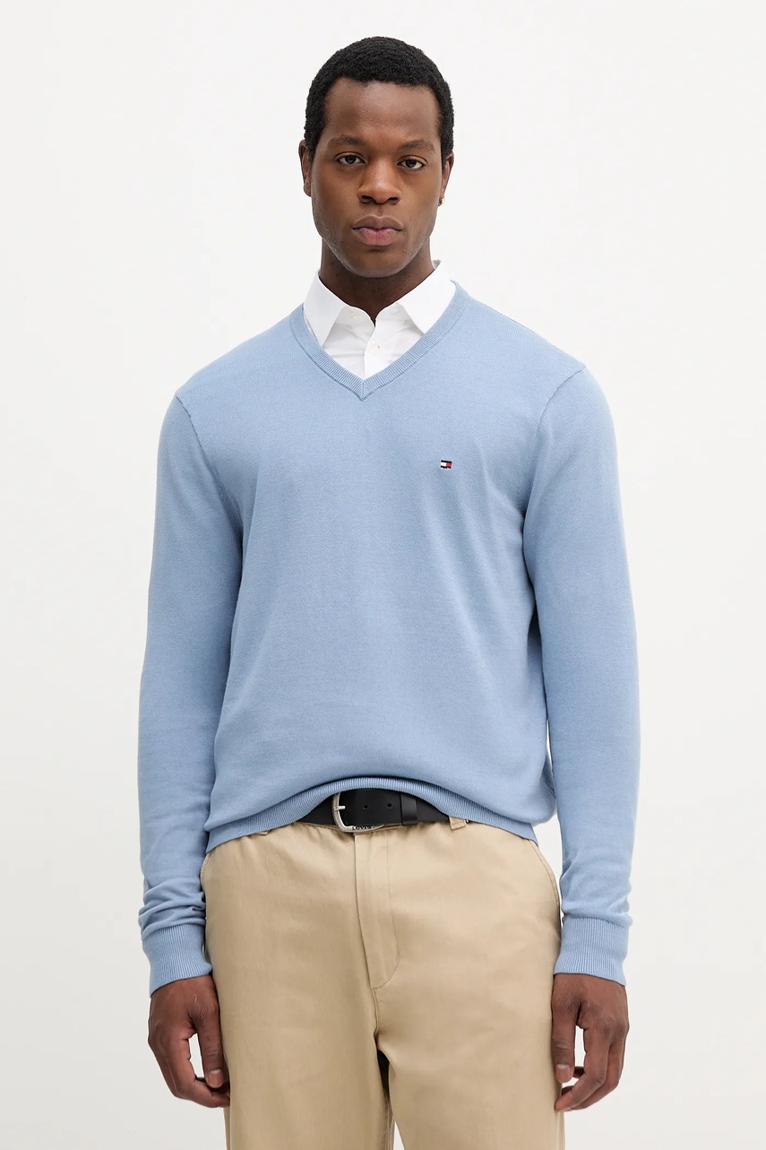 Levně Bavlněný svetr Tommy Hilfiger černá barva, MW0MW14745
