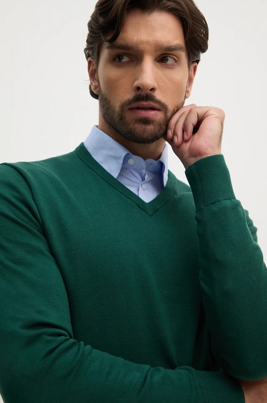 

Памучен пуловер Tommy Hilfiger в зелено от лека материя MW0MW14745, Зелен