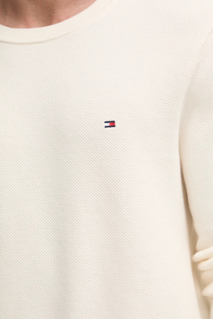 Βαμβακερό πουλόβερ Tommy Hilfiger χρώμα: μπεζ, MW0MW36347 φωτογραφία