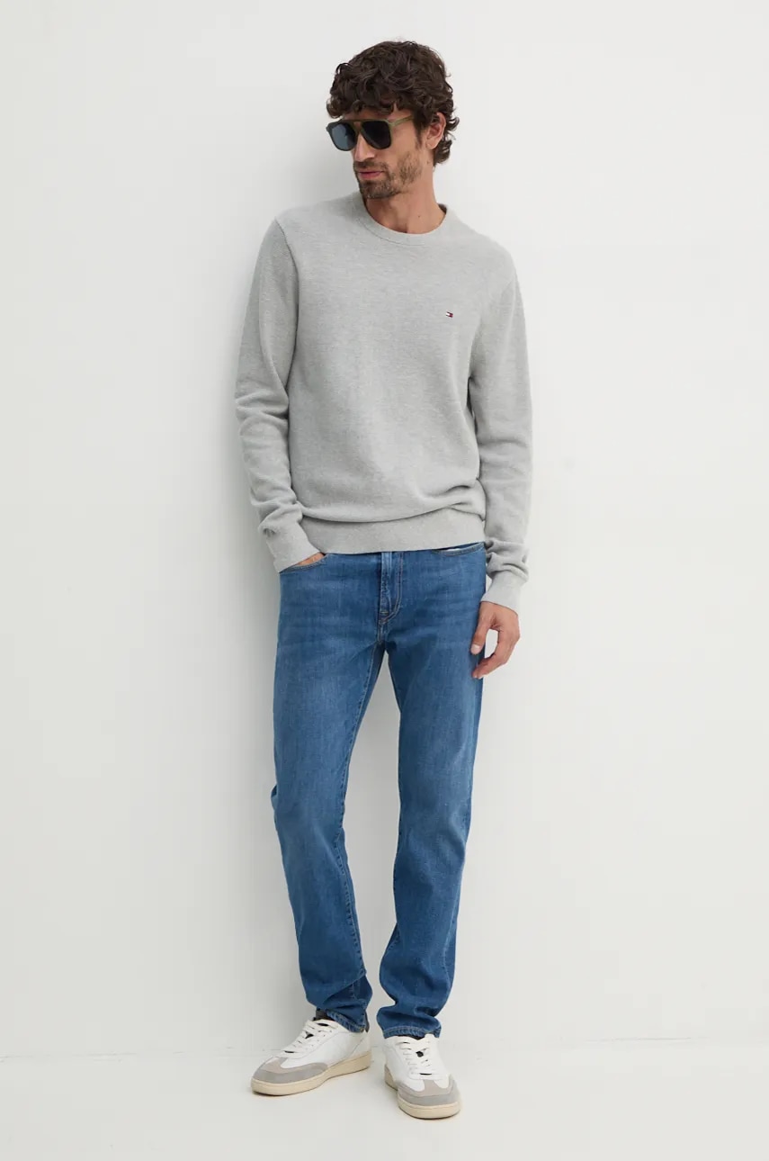 Хлопковый свитер Tommy Hilfiger цвет серый лёгкий MW0MW36347 Хлопковый свитер Tommy Hilfiger цвет серый лёгкий MW0MW36347