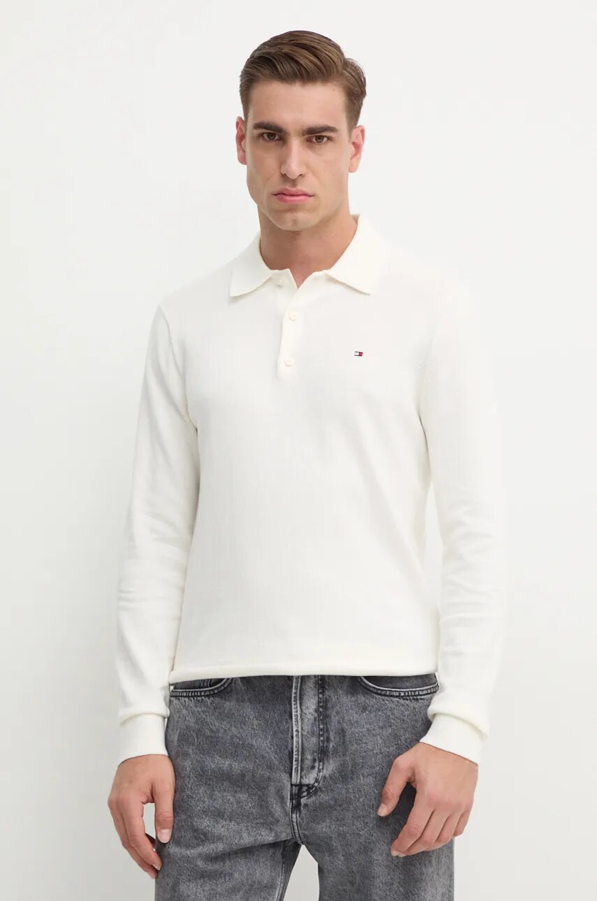 Levně Svetr s příměsí kašmíru Tommy Hilfiger béžová barva, lehký, MW0MW36519