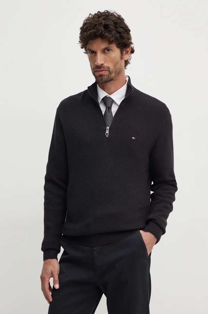 

Памучен пуловер Tommy Hilfiger в черно MW0MW36527, Черен