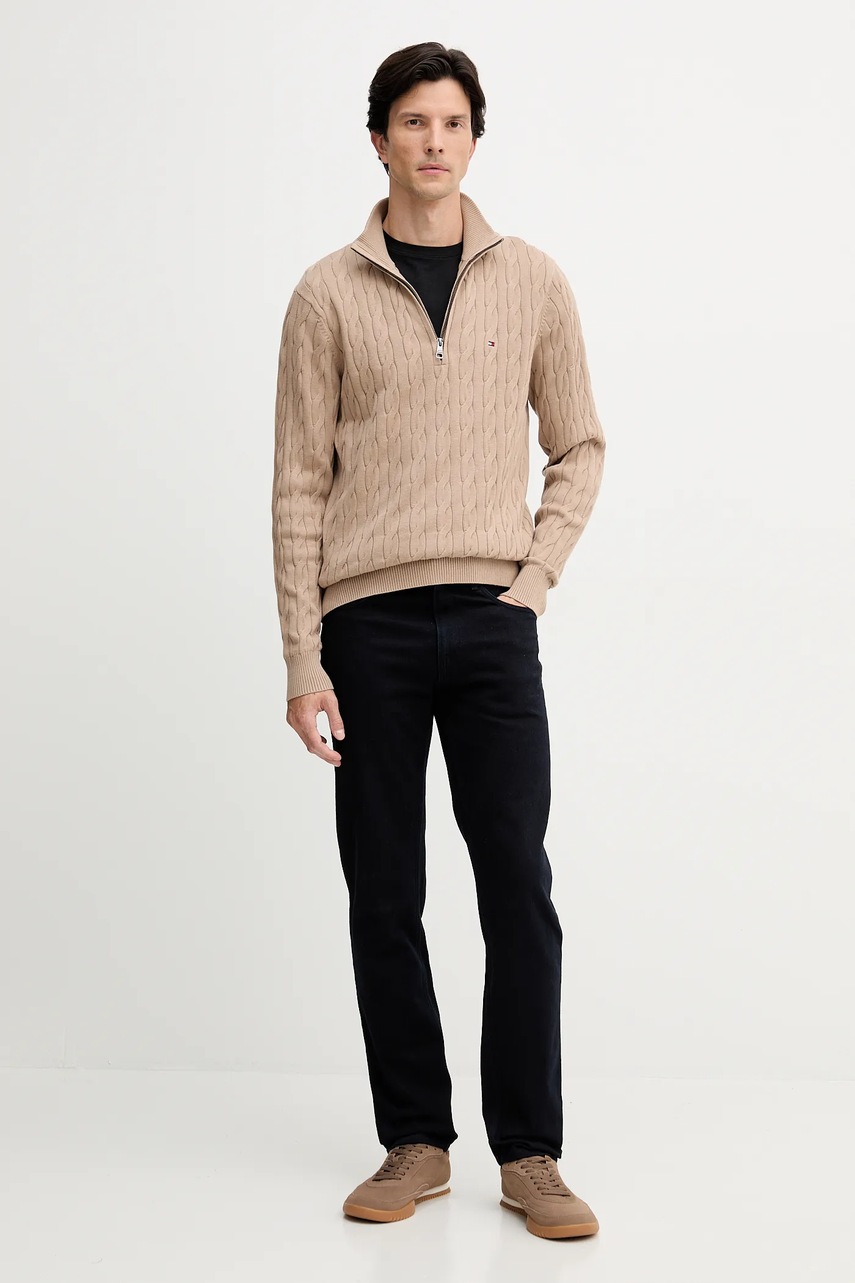 Хлопковый свитер Tommy Hilfiger цвет бежевый лёгкий MW0MW36532