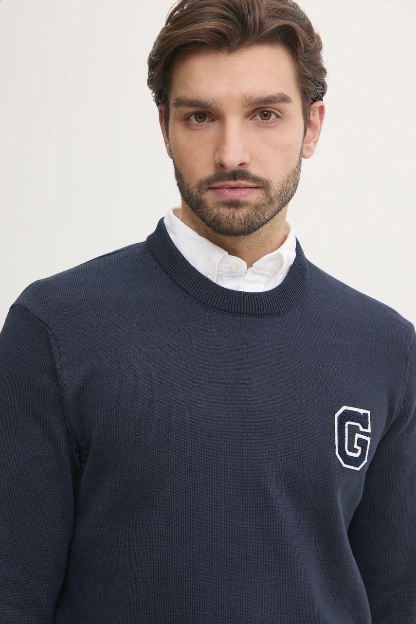 Βαμβακερό πουλόβερ Gant χρώμα: ναυτικό μπλε, 8030221 φωτογραφία