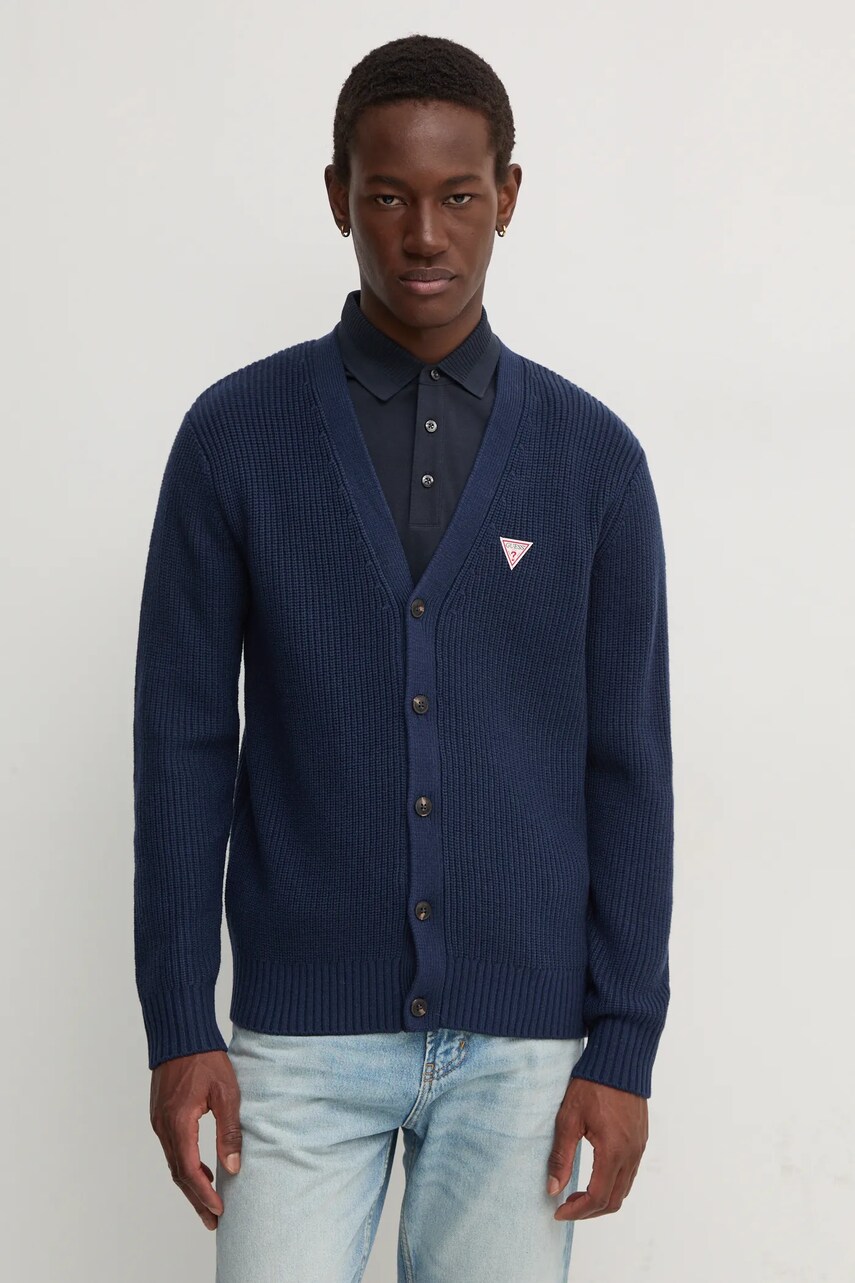 Levně Svetr s příměsí vlny Guess Jeans tmavomodrá barva, M4BR36 Z3HN2