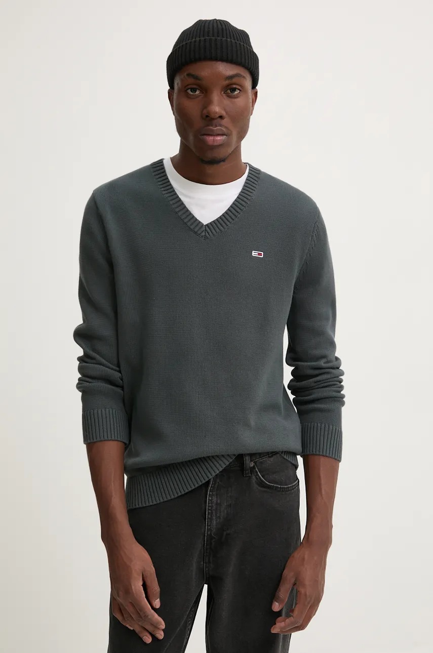 

Памучен пуловер Tommy Jeans в сиво DM0DM19429, Сив