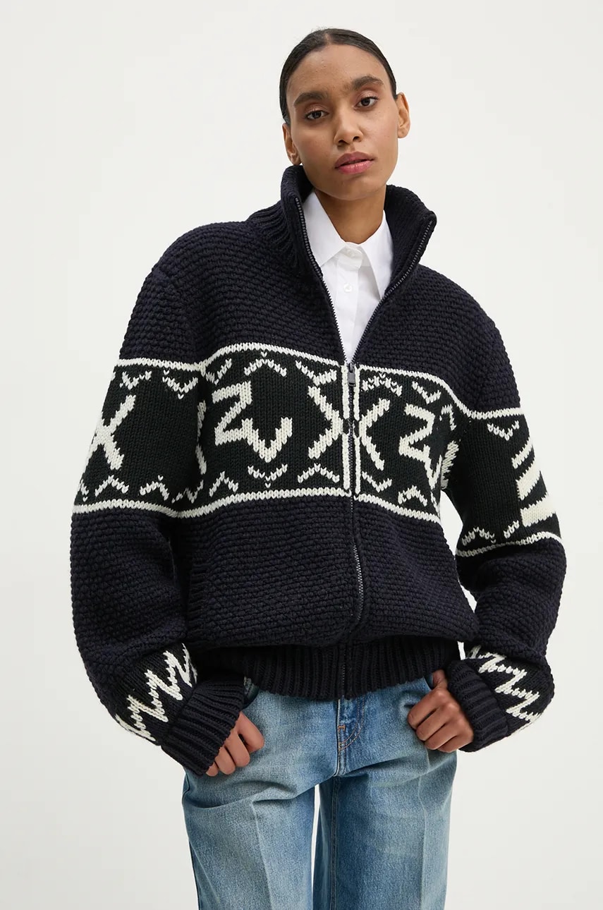 ZADIG&VOLTAIRE cardigan din lana culoarea albastru marin, călduros, KMCA00225 ZADIG&VOLTAIRE cardigan din lana culoarea albastru marin, călduros, KMCA00225
