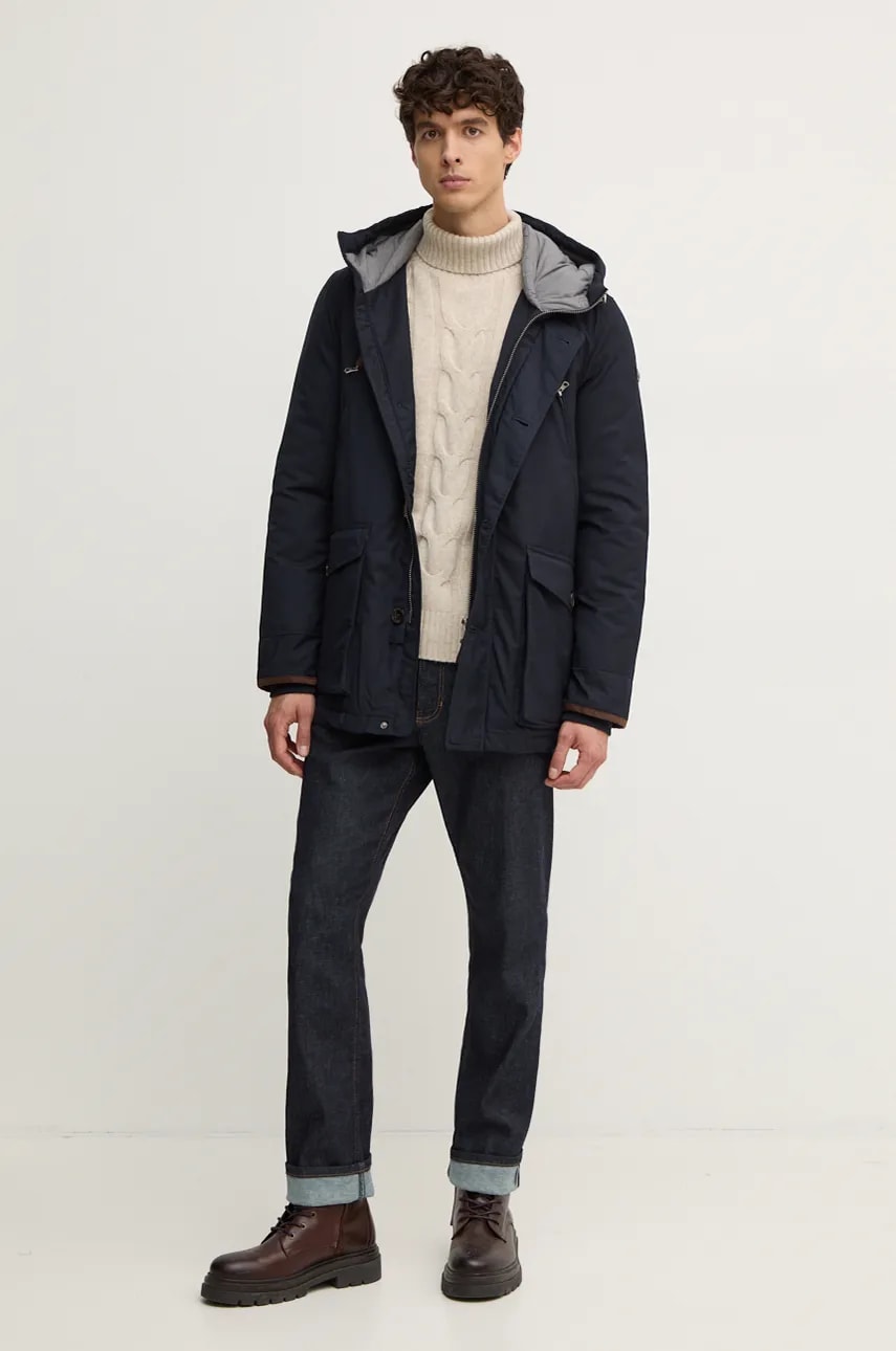 Шерстяной свитер Hackett London мужской цвет бежевый с гольфом HM703217 Шерстяной свитер Hackett London мужской цвет бежевый с гольфом HM703217