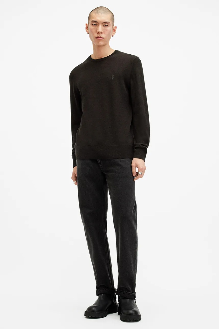 Вовняний светр AllSaints MODE чоловічий колір сірий  M002KZ 