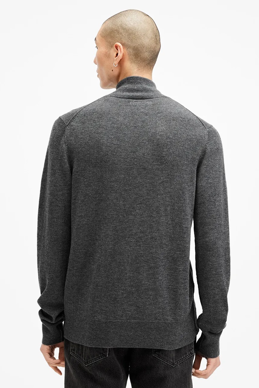 Вовняний светр AllSaints KILBURN ZIP FUNNEL чоловічий колір чорний  M082KB 