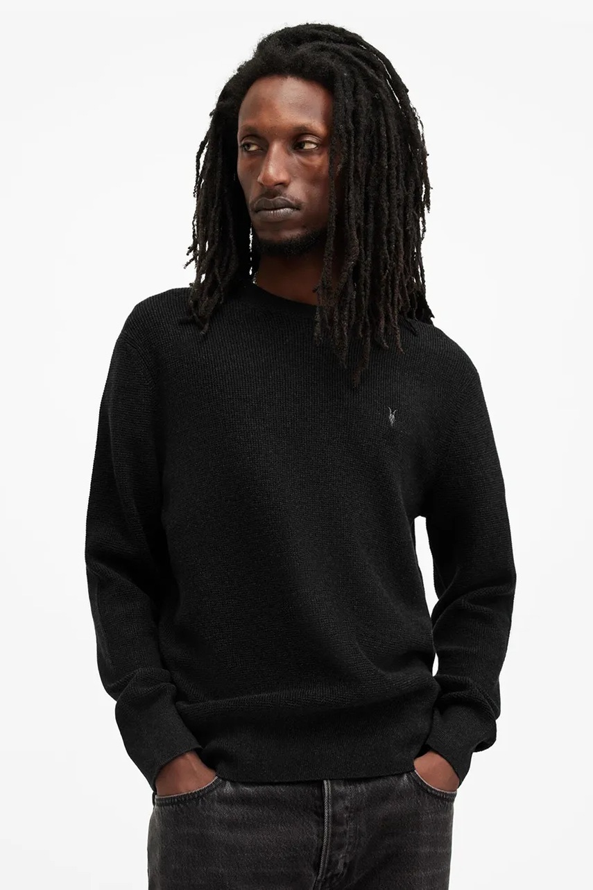 

Пуловер AllSaints ASPEN CREW мъжки в черно M089KB, Черен