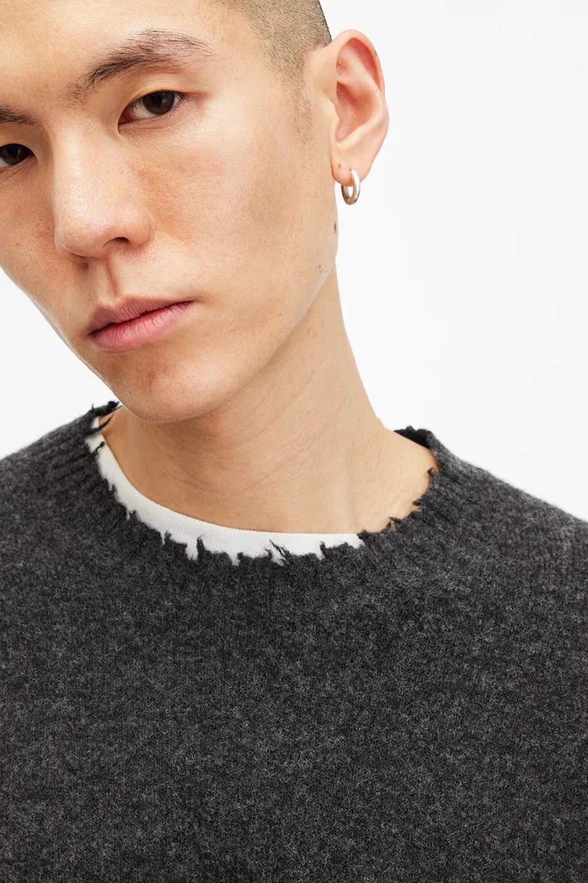 Свитер с шерстью AllSaints LUKA CREW цвет чёрный M093KB Свитер с шерстью AllSaints LUKA CREW цвет чёрный M093KB