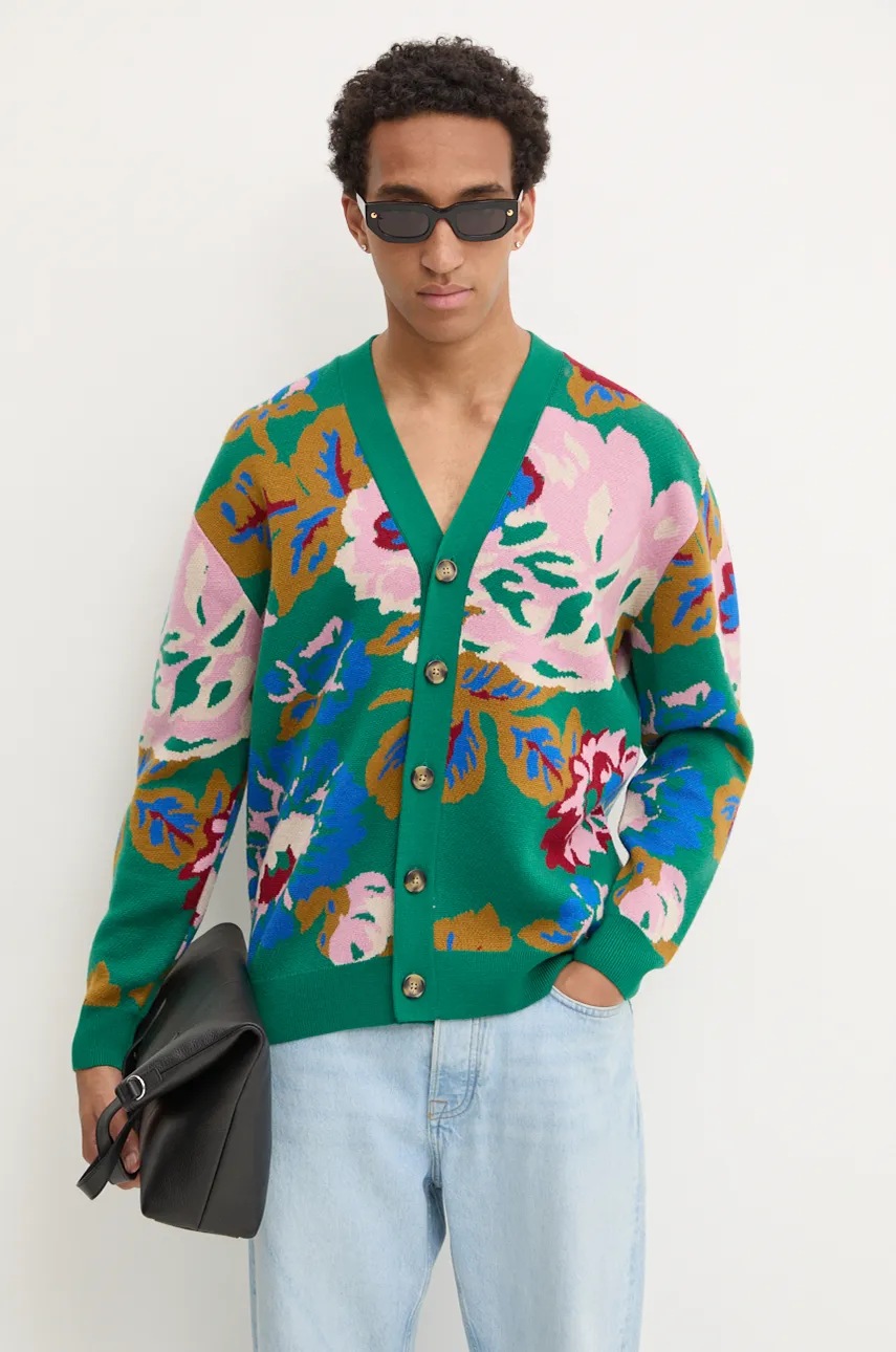 

Вълнена жилетка Drôle de Monsieur Le Cardigan Peony в зелено E-CA124-WO007-GN, Зелен