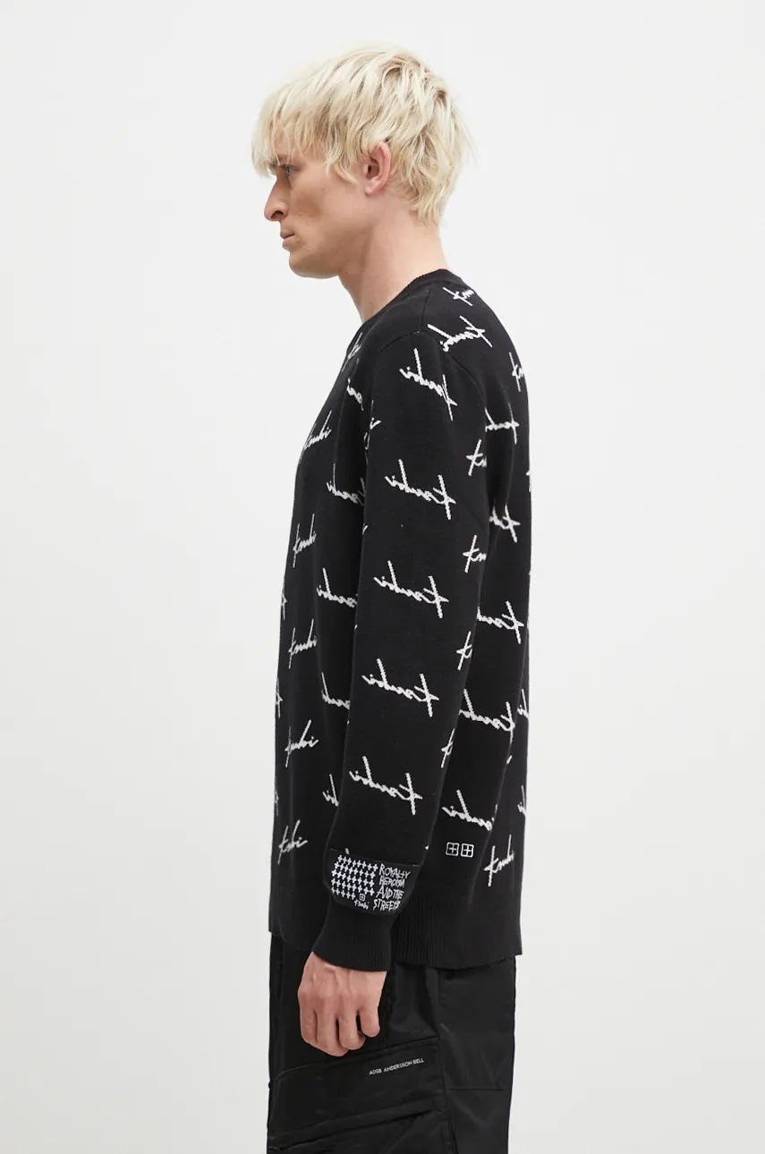 Свитер KSUBI Skript Knit мужской цвет чёрный  MFA24KW003 Свитер KSUBI Skript Knit мужской цвет чёрный  MFA24KW003