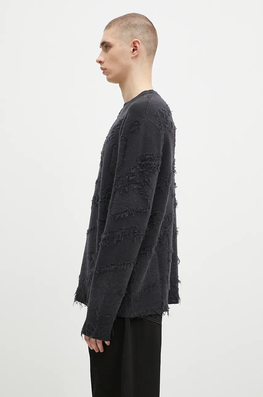 Шерстяной свитер A-COLD-WALL* Frontage Knit Crewneck мужской цвет чёрный  ACWMK169 Шерстяной свитер A-COLD-WALL* Frontage Knit Crewneck мужской цвет чёрный  ACWMK169