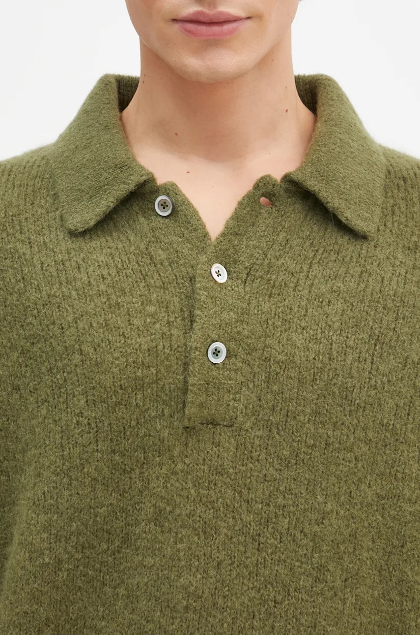Vlnený sveter Norse Projects Rasmus Relaxed Brushed Polo