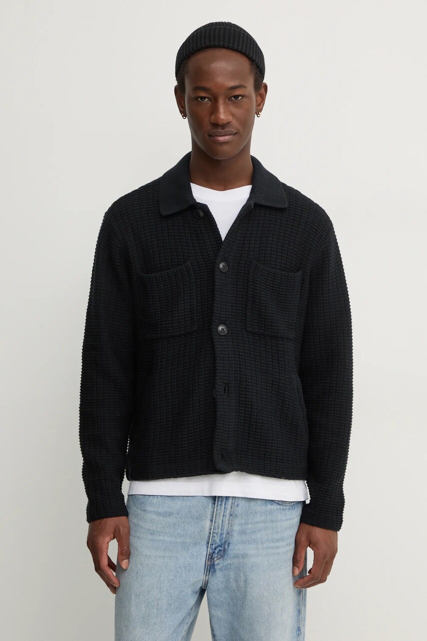 Abercrombie & Fitch cardigan barbati, culoarea negru, KI120-4128