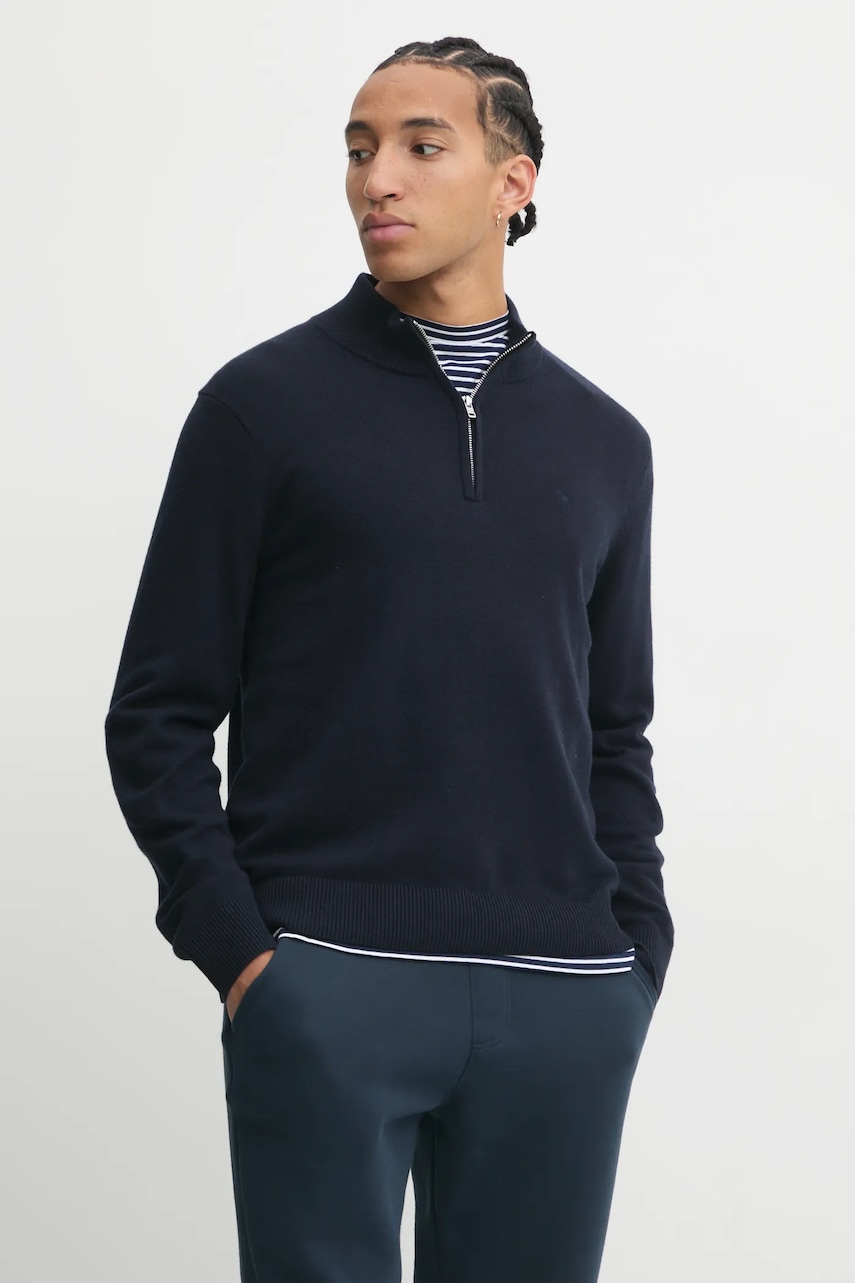 Abercrombie & Fitch pulover din amestec de lana barbati, culoarea albastru marin, KI120-4180 Abercrombie & Fitch pulover din amestec de lana barbati, culoarea albastru marin, KI120-4180