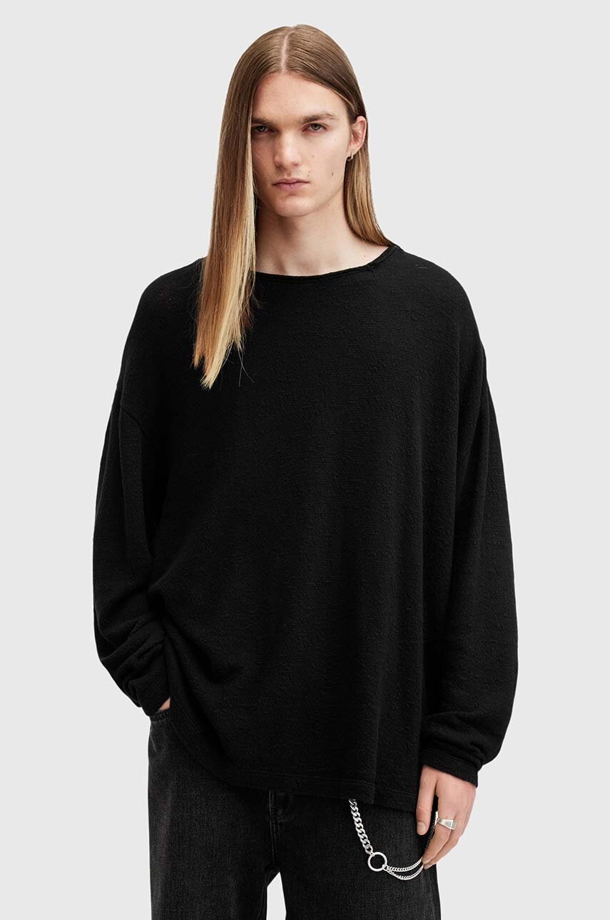 

Памучен пуловер AllSaints SEARS LS CREW в черно M003JB, Черен