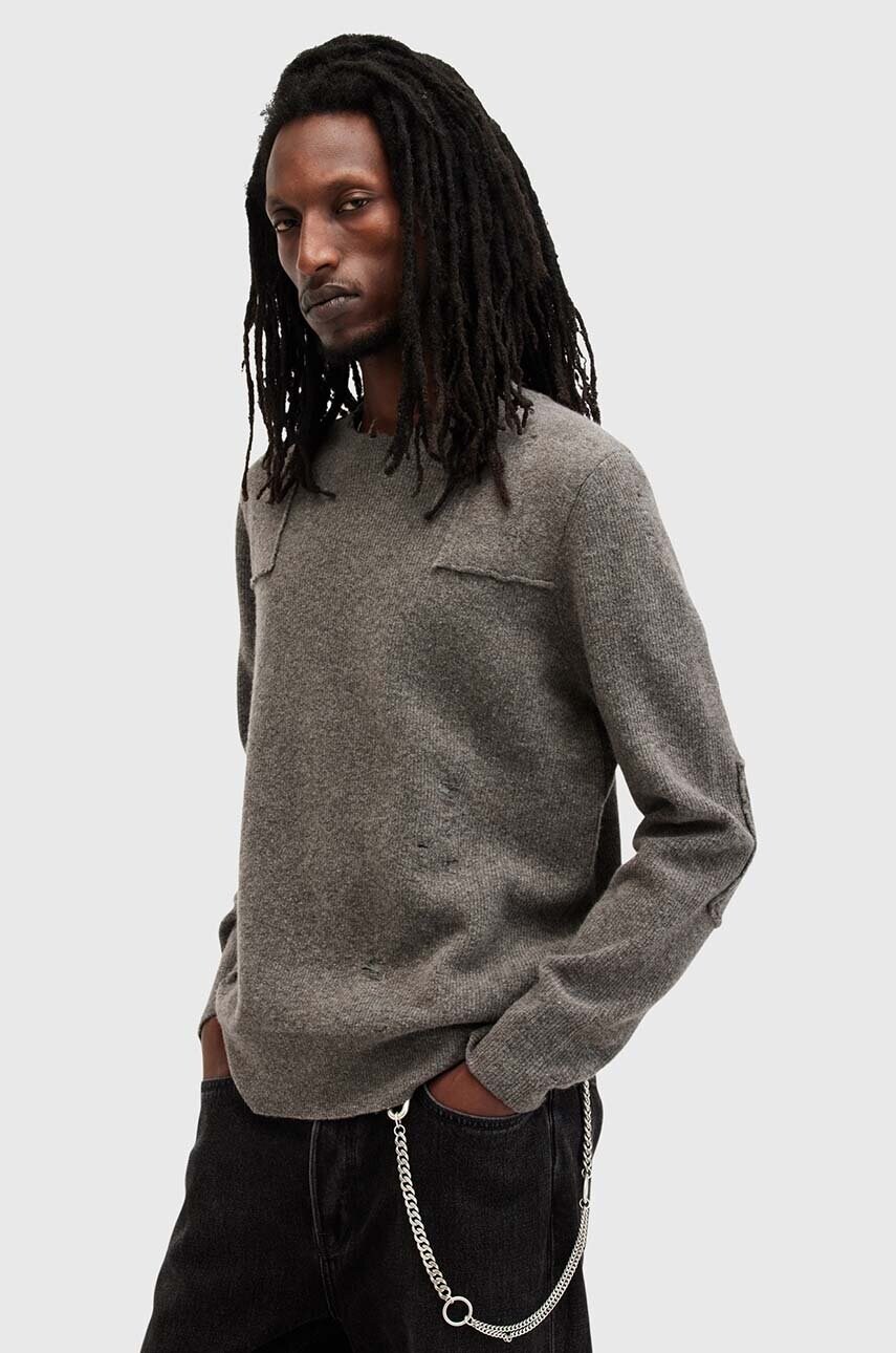 

Вълнен пуловер AllSaints POINTER CREW мъжки в сиво M003KB, Сив
