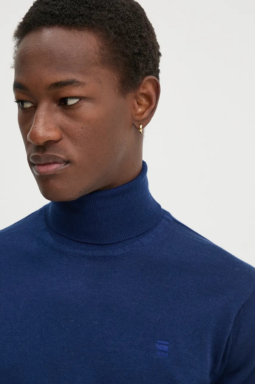 Μάλλινο πουλόβερ G-Star ανδρικό, χρώμα: ναυτικό μπλε, D25177-D847 φωτογραφία