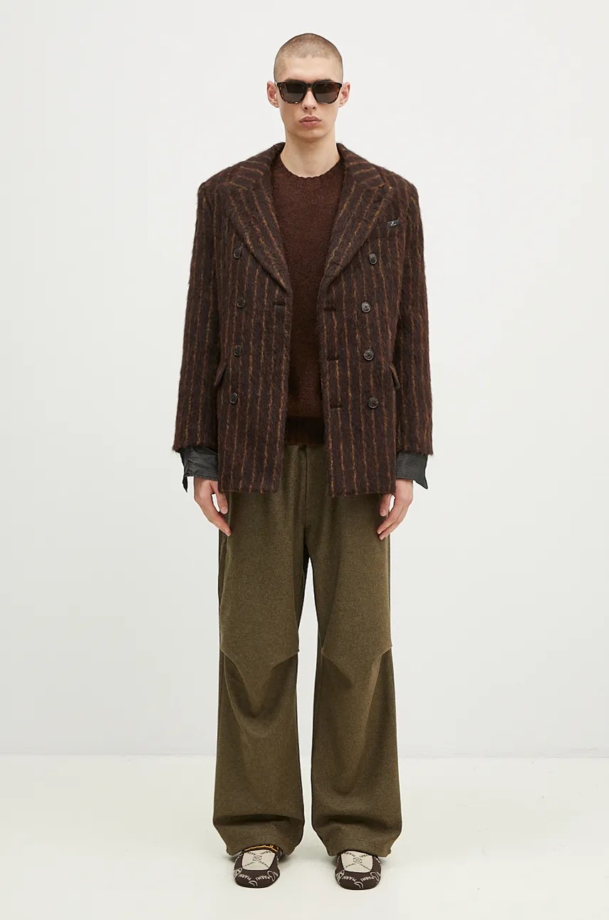 Μάλλινο πουλόβερ Universal Works ανδρικό, χρώμα: καφέ, 31760 φωτογραφία