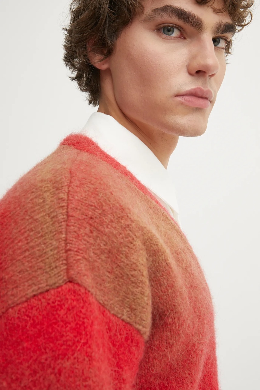 Μάλλινη ζακέτα Études Studio χρώμα: κόκκινο, H24MMKNI624 φωτογραφία